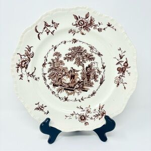 Rare Mason's Patent Ironstone WALTEAU England 10.75” Dinner Plate Antique